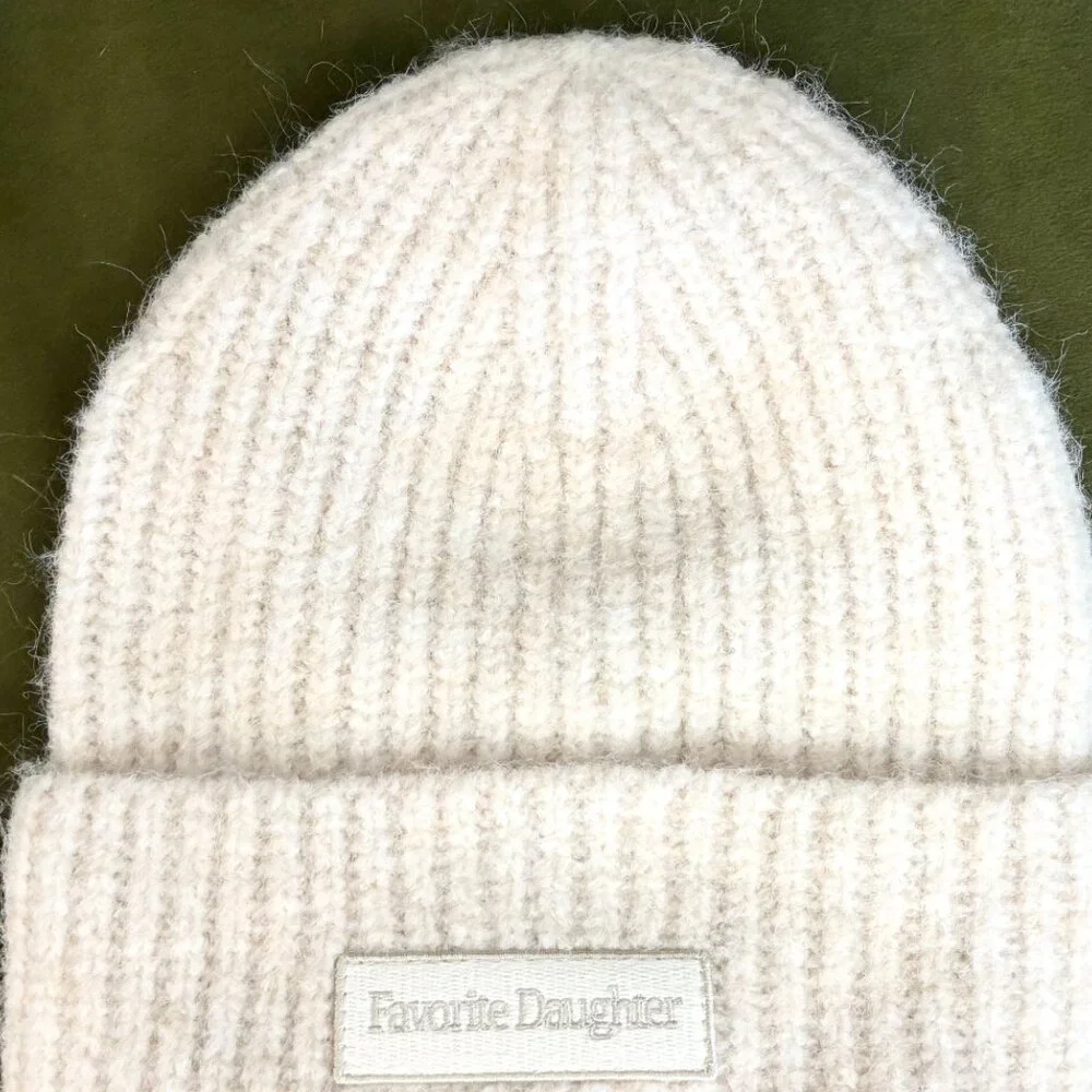 NWT Ribbed Favorite Daughter THE LOGO PATCH RIB BEANIE - retails $68 - Picture 3 of 12